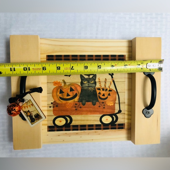 Halloween Decorative Halloween Serving Tray w Adorable Witch Tag & Orange… - Picture 6 of 6